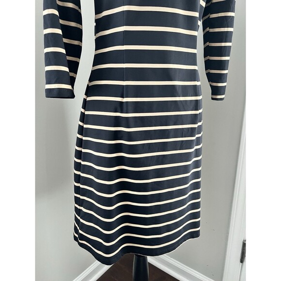 J. McLaughlin Lynn Henley Dress Camel And Black Striped Size Small EUC - Picture 7 of 9